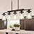 NSRCE Dining Room Light Fixture Over Table, 5-Light Linear Farmhouse Chandelier Pendant Lighting for Kitchen Island Dining Room with Glass Shade, Black Metal and Wood Finish