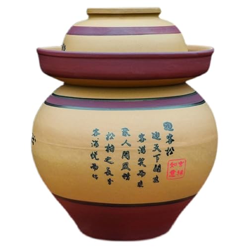 Tarro de cerámica para encurtidos, fermentación, Traditional Chinese Ceramic Pickle Jar with Lids - Fermentation Crock with Water Seal Airlock Lid for Homemade Pickles and Fermented Foods(8.5kg)