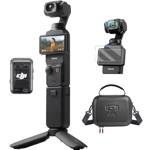DJI Osmo Pocket 3 Creative Bundle with Tempered Glass and Bag, Vlog Camera 4K with 1