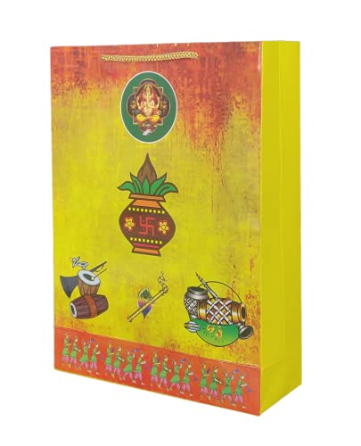 Image of Arrow Paper Products Paper Gift Bags For Marriage Return Gift, Small Presents (Pack Of 30), Yellow