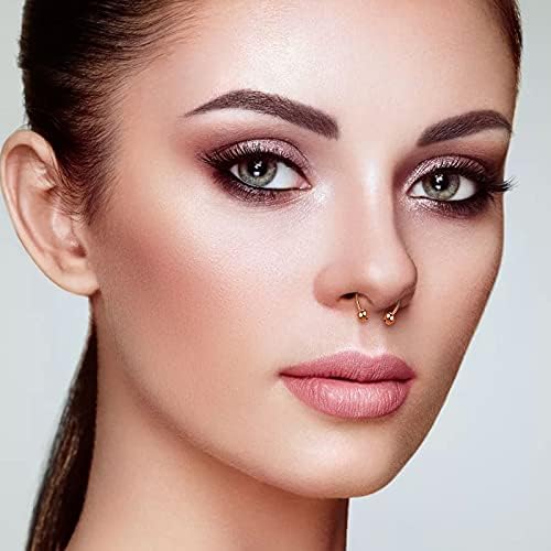 5 Pairs Magnetic Stainless Steel Nose Ring, Fake Nose Rings, Septum Non Piercing Horseshoe Cartilage Helix Hoop Reusable Clips on Nose Rings for Women and Men