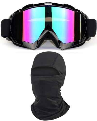 Immoono ATV Dirt Bike Goggles with Face Cover, Blue Lenses