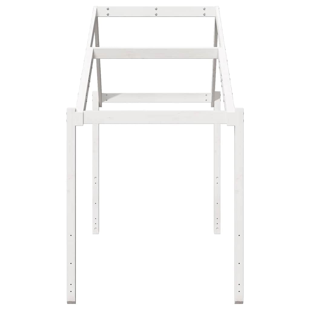 Techo para cuna blanco de pino macizo 213 x 95,5 x 144,5 cm con lado abierto, accesorio para marco de cama, construcción estable, ideal como lugar de juego y retiro en la habitación de los