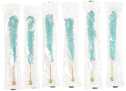 Light Blue Rock Candy Crystal Sticks - 24 Pack - Cotton Candy Flavored - How to Build a Candy Buffet Table Guide Included - Great for Frozen Movie, Elsa Parties, or Boys Birthday Parties