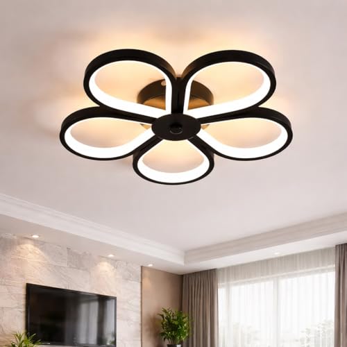 Image of Chandelier Light for Ceiling, 12-Inch 48W LED Flush Mounted Flower Light, Flicker Free, 3000K-6000K 3-Color Changing, Switch Control, Modern Light for Living Room & Bedroom 6 Months Warranty