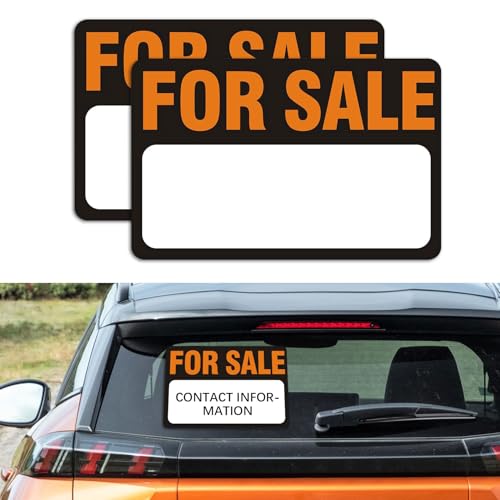 Rebvugr 2PCS for Sale Sign Car Stickers, Car Decals, 12" x 8" Premium Self-Adhesive Vinyl Sale Sign Decals, Weatherproof Self-Adhesive Stickers for Garages Home Boats Large Space for Handwriting