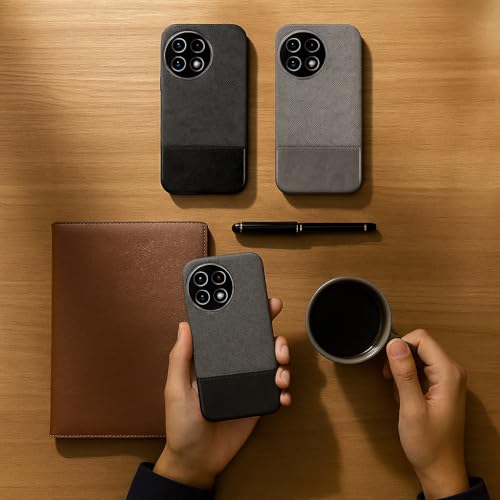 Image of MILLION CASES Back Cover Case for OnePlus 13R Shockproof Protective Vintage Half Leather Case for Men & Boys(Black)