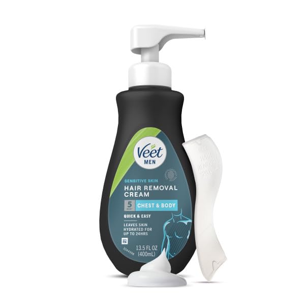 Miniatura 8 de Veet Crema depilatoria para hombres para pieles sensibles, 13.5 onzas líquidas, aspecto limpio de acción rápida sin dolor de larga duración, crema