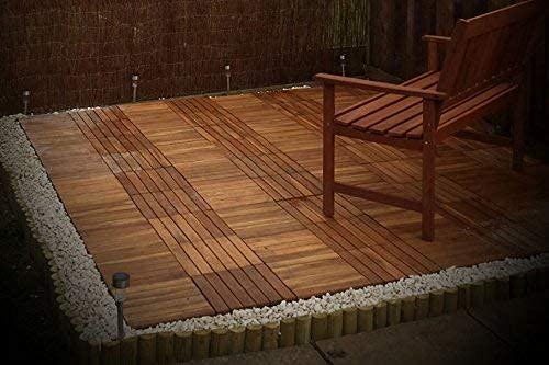 Tegels van massief acacia, kleurrijke glasparels, 6 stuks, extra dik voor terrassen van hout voor patio, tuin, balkon, whirlpool. Tegels vierkant voor terras 30 cm - Image 5
