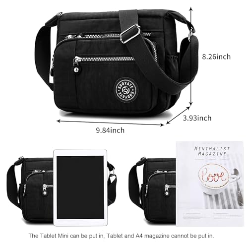 Witery WTR-US2115-01 Crossbody Bag For Women - Nylon Waterproof Shoulder Bag Casual Zipper Multi-Pocket Crossbody Purses thumb #2