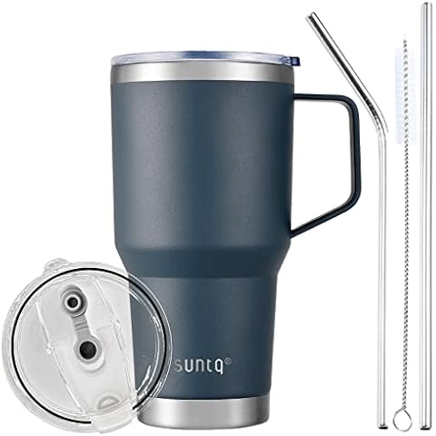 SUNTQ Taza de café térmica reutilizable de acero inoxidable de 30oz con tapa de paja Cover