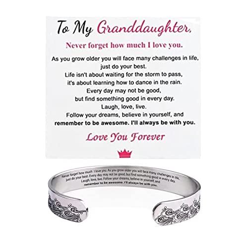 Granddaughter/Daughter Svana Bracelet Bangle From Grandma/Nana with Message Card,I Will Always Be With You,Adjustable Stainless Steel Inspirationallove Cuff Bracelets for Her Meaning Birthday Gifts