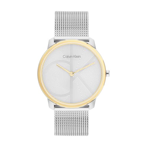 Calvin Klein Orologio Con Movimento Al Quarzo A Due Lancette da Donna Collezione CK ICONIC con Cinturino in Maglia Metallica in Acciaio...
