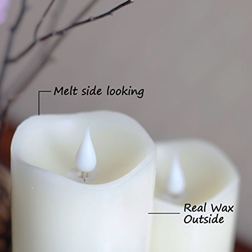 Remote Control Moving Wick Led Candle With Timer,Pillar Led Candle For Home And Parties, 3X7 Inches, Ivory #TOP2
