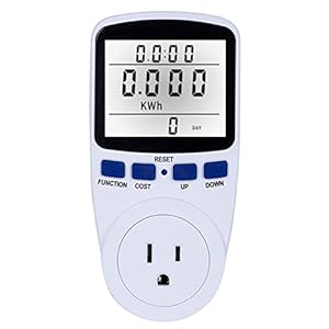 LCD Display Electricity Usage Power Meter Socket Energy Watt Volt Amps Wattage KWH Consumption Analyzer Monitor Outlet-with Backlight AC110V~130V US Plug
