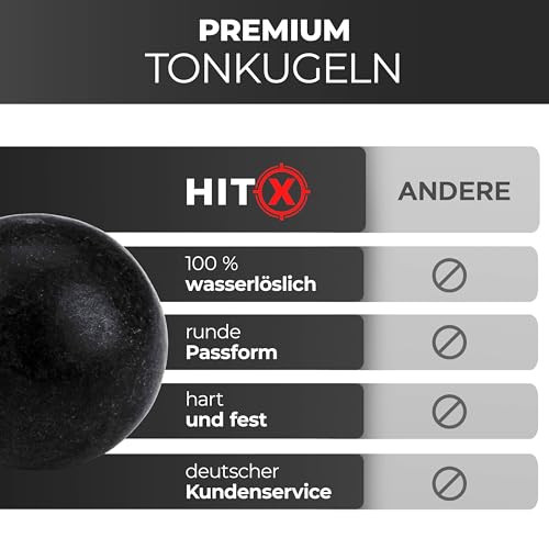 HITX® Tonkugeln für Steinschleuder [500 Kugeln] in Schwarz | Zwille Munition [Ø 8-9mm] biologisch abbaubar | Schleuder Ton Kugeln 100% wasserlöslich & zerplatzen beim Aufprall