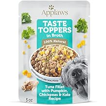 Applaws Taste Toppers, Limited Ingredient Dog Food Topper, Tuna Fillet with Pumpkin, Kale & Chickpeas in Broth 6 x 3oz Pouches