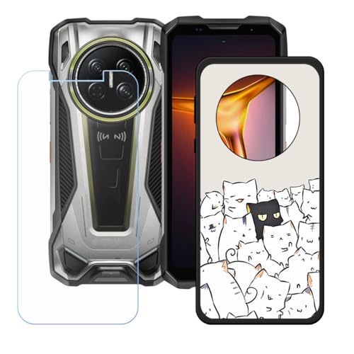 LCEHTOGYE �K�p Doogee V Max 2 Pro +�����K���X�X�N���[���v���e�N�^�[�p�P�[�X�A�K�p Doogee V Max 2 Pro (6,78")�ƌ݊����̂���u���b�N�\�t�gTPU�V���R���Q���P�[�X�ی�J�o�[ WZ21