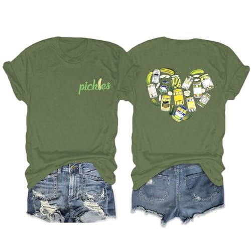 Pickle Shirt Funny Pickles Jar Shirts for Women Graphic Vintage Tees Pickling Cucumbers Novelty Short Sleeve Gifts