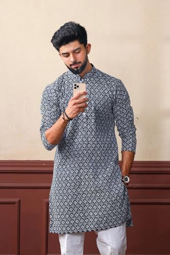 Image of Kurta for Men | Traditional Men's Ethnic Wear | Cotton Blend Kurta for Festive, Wedding & Casual Occasion