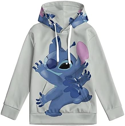 wrtgerht Stitch Lightweight Sweatshirts Novelty Men's Cute Animals 3D Pullover Print Hoodies Hooded Sweatshirt Athletic Casual Pockets