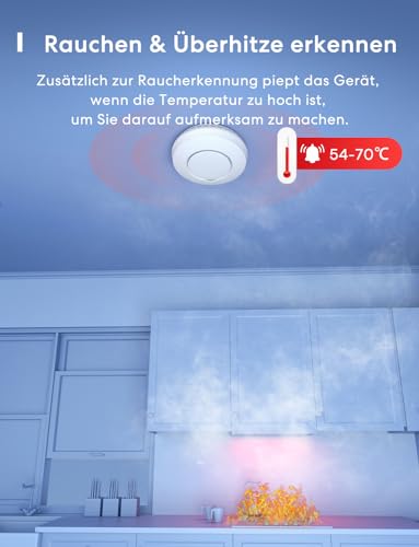 Meross WLAN Rauchmelder / Feuermelder 3 St. mit Hub funktioniert mit Apple HomeKit...