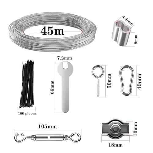 Kit de cuerda de acero inoxidable 304 resistente con revestimiento aislante de 45M 3