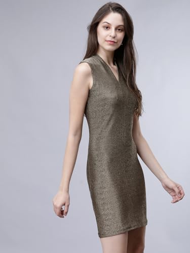 Image of Tokyo Talkies Women's Sleeveless V-Neck Solid Dresses | Stylish Dresses | Party Dresses