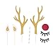 Milisten Bois de Cerf Décoration de Gâteau de Renne Décoration de Gâteau de Wapiti de Noël Pailleté avec des Cils Nez Oreille pour Noël Vacances Anniversaire Décoration de Mariage