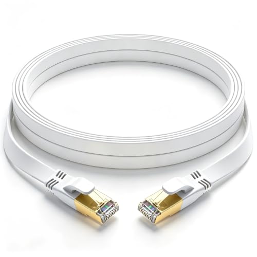 Image of Cat 8 Ethernet Cable 15 FT, Outdoor&Indoor High Speed Heavy Duty Network LAN Internet Cable,SFTP Gold Plated RJ45 40Gbps 2000Mhz Patch Cord, for Modem /Router /Gaming,Faster Than Cat7 /Cat6 /Cat5-White