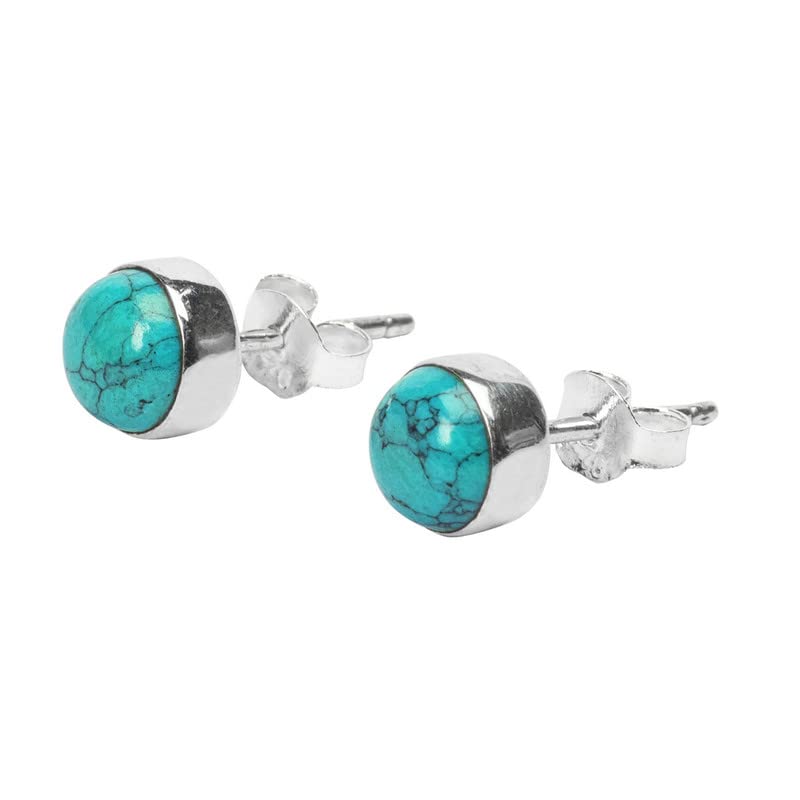 Gemstone Stud Post Earrings, 925 Sterling Silver Gemstone Earring 6 MM Round Girl Women Gift