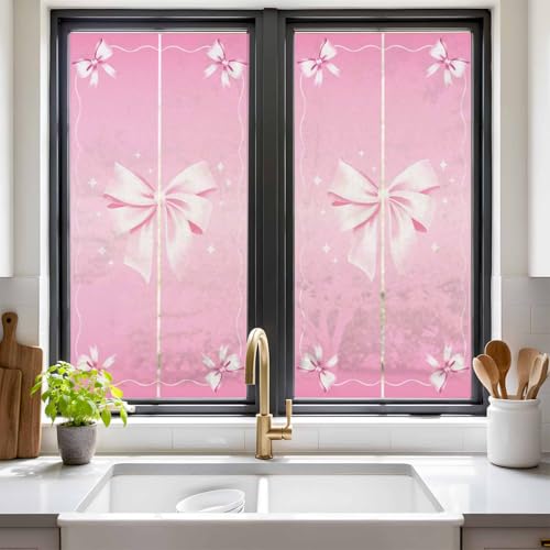 Película de privacidad para ventana con lazo rosa 19.6x39.3 in miniatura 2