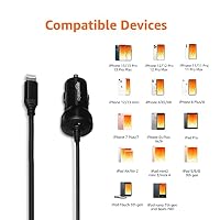 Amazon Basics 12W (5V, 2.4A) Fast Car Charger with Coiled Lightning Cable, MFi Certified for iPhone, iPad and Apple Devices, 1.5 ft, Black — image 2