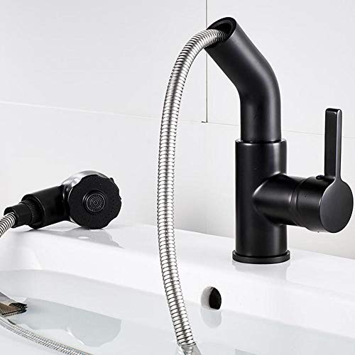 Mitigeur lavabo douchette extractible en laiton massif pour salle de bain moderne