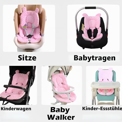 CXAFQ Rosa Kinderwagen Kissen, Kissen Gegen Plattkopf Baby, 67*38cm, Weich Und Bequem, Geeignet Für Alle Jahreszeiten, Geeignet Für Sicherheitssitze, Kinderwagen Stützköpfe, Taille, Hüften