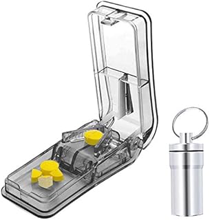 Pill Cutter for Small or Large Pills. The Best Multiple Pill Splitter Ever! Design in The USA. Doubles as a Pill Box. Not Suitable for Tiny Pills. Keychain Pill Holder As a Bonus
