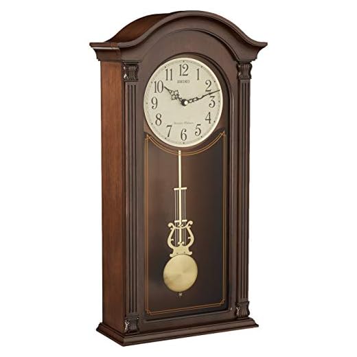 Seiko Gold Tone & Arched Wall Clock with Pendulum and Dual Chimes, 25 x 12.25 x 5 Inch