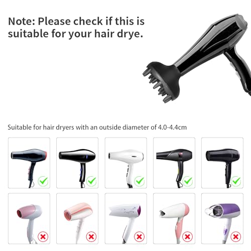 Diffuser Attachment for Hair Dryer, Blow Dryer Nozzle-Specific Hair Diffuser for Curly Hair and Natural Wavy Hair, Suitable for Hair Dryers 4.0-4.4cm (Black)