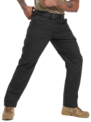 Rapoo Cargo Work Pants For Men Tactical Hiking Military Army Casual Pants For Men With Pockets Water Resistant Mens Ripstop Construction Carpenter Outdoor Pants Outdoor Black 34Wx30L thumb #5