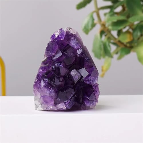 Stone Amethyst Cluster Purple Quartz Crystal Geode Irregular Point Wand Rock Ornaments (Size : 100-150g)