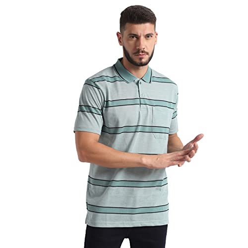 Image of INKKR Striped Men Polo Neck Half Sleeve T-Shirt