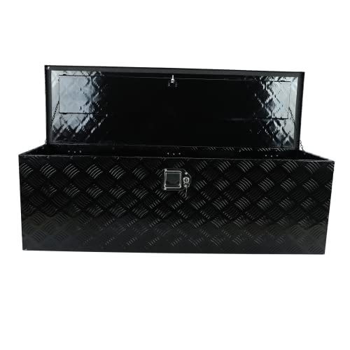 Black Pick Up Truck Bed Rv Trailer Toolbox Storage Tools, 48 Inch Heavy Duty Aluminum Tool Box Chest Box Organizer With Side Handle, Lock And Keys (48"X15"X15") #TOP4