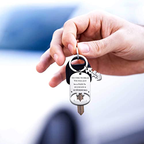 Image of Father Keychain, Batman Keychains for New Dad Step Dad Grandpa Son, Fathers Day Birthday Gift for Daddy from Daughter