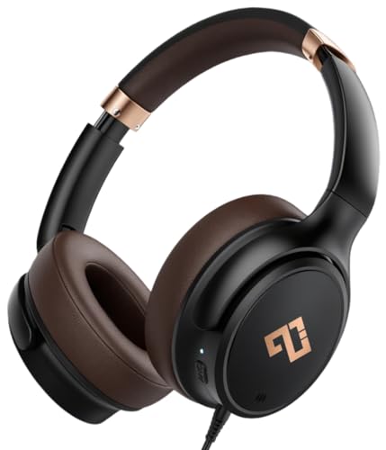 USB C ANC Headphones 28dB, Foldable, Brown