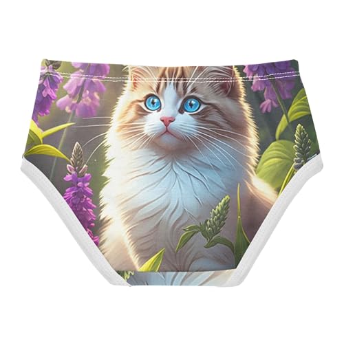 Stylish Toddlers Underwear Floral 2t Cotton Girl Panties Cute Cat Purple Wildflowers Lavender Briefs Kids Undies2