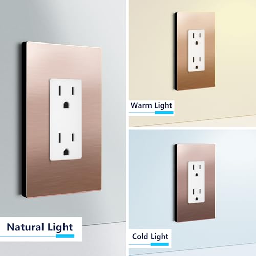 Image of LIDER Screwless Metal-Surface Wall Plate, Decorator Switch Cover, Temperature and Impact Resistant, Modern Upgrade, Mid-Size 1-Gang 4.88 inch x 3.11 inch, UL Listed, Stainless Steel, Brushed Rose Gold