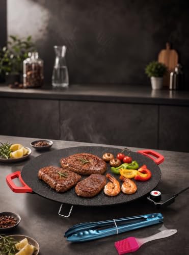JYJXCOS 16-Inch Round Electric Griddle, 1500W Smokeless