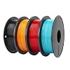 PLA Filament, PRINSFIL Filament 1.75 mm PLA, Filament-3D-Druckmaterialien, 2 kg 4 Spool,Black+Red+Blue+Orange