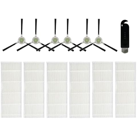 Chuancheng 13Pcs Filter Replacement Parts for Lefant M210P M210 M210S M210B M213 M213S M2, for OKP Life Robovac K2 K3 K3A K4 K5 Robot Vacuum Cleaner, 6 HEPA Filters + 6 Side Brush + 1 Cleaning Brush Cover