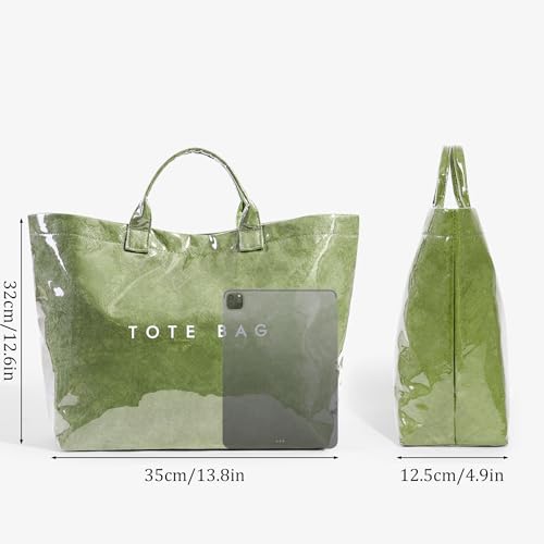 Image of Lushandy PVC Tote Bag for Women Jelly Beach Bag Top Handle Hobo Handbag | Water-Resistant, Wipe Clean, Lightweight